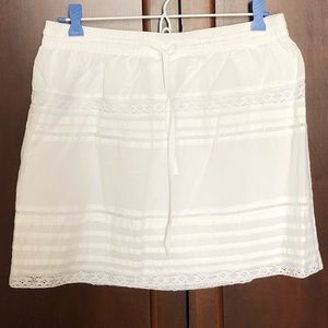 LOFT White Drawstring Cotton Summer Short Skirt 0